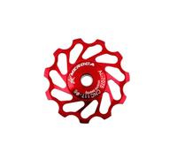 AMSLSIU Rear Derailleur Ceramic Bearing Aluminum Alloy for Jockey Wheel Positive/Negative Tooth Guide Mountain Road Bike Parts, Red, 11T