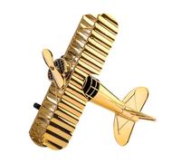 AMSLSIU Retro Mini Iron Airplane Model Decorative Sculpture Collectors Aviation Enthusiasts Office Decor And Appearance Is Lifelike. Aircraft Glider Biplane Is Made Of Iron, gold, L