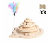 AMSLSIU Rugged Cat Ball Track Providing Safe Biting Scratching Fun While Enriching Cats Life Through Smooth Sliding Cat Ball Track Toy Puzzle Feeder Tower, Large turntable