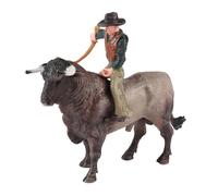 AMSLSIU Simulation Farm Cowboy Bull Riding Figurine Colorful Playset Enhances Children’s Creativity And Coordination Skills Desktop Cowboy Sculpture Early Educational Toys