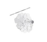 AMSLSIU Sleek 100Pcs Empty Metal Makeup Pans 25mm for Magnetic Eyeshadow Palettes Spatula