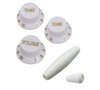 AMSLSIU Sound Control Knobs Guitar Accessories Tuning Music And Enhancing Performance Through Parts 2 T Knobs DIY Electric Guitar Accessory Kits Music Instrument Control Parts, white and gold