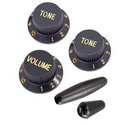 AMSLSIU Sound Control Knobs Guitar Accessories Tuning Music And Enhancing Performance Through Parts 2 T Knobs DIY Electric Guitar Accessory Kits Music Instrument Control Parts, black and gold