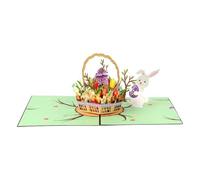 AMSLSIU Spring Greeting Card Easter Egg Basket Bunny Card Unique Popup Happy Easter Popup Cards Premium Holiday For Joyful Occasions Greeting 3D Bunny