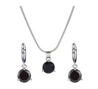 AMSLSIU Stay Ahead Of Trends With Anti-allergic And Anti-oxidant Two-Piece Round Zircon Pendant Set Alloy Jewelry Sets For Women, black