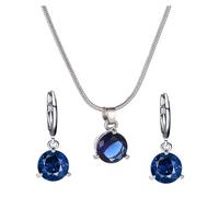AMSLSIU Stay Ahead Of Trends With Anti-allergic And Anti-oxidant Two-Piece Round Zircon Pendant Set Alloy Jewelry Sets For Women, Dark Blue