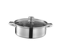 AMSLSIU Stylishly Crafted Stainless Steel Yuanyang Hot Double Handle Thickened Soup Pot Fit for Chinese Style Hotpot Meals Stainless Steel Hot Pot with Visual Cover