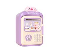 AMSLSIU Versatile Piggy Bank Electronic Toy With Password Security Features For Kids Learning To Save Internationally Electronic Piggy Bank For Kids Toy ATM Money, Violet, 14.5x11.5x25cm