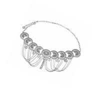 AMSLSIU Vintage Bohemian Rhinestone Tassel Wedding Gypsy Waist Belt Elegant and Sparkling, Silver