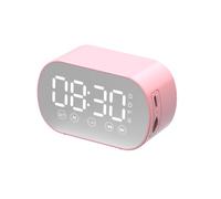 AMSLSIU Wireless Bluetooth-compatible Speaker High-definition Stereo Subwoofer Soundbar Sound Box Alarm Clock Mini FM Radio, Pink