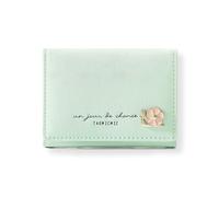 AMSLSIU Women 3-Folding Wallet Portable Leather Purse Solid Color Card Bag Pocket Money Holder Birthday, Green
