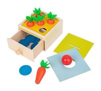 AMSLSIU Wooden Block Set with Pulling Carrot and Ability Ball for Skill Development, 3 in 1 Intelligence Box
