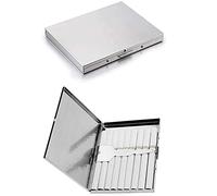 AmsOan Stainless Steel Lightweight Extra Slim Cigarette Case Box, Holds 10 Cigarettes, Classically Elegant for Men, Aluminum, Slim Smoke Cigarette Box