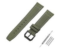 AMSOH 20mm 21mm 22mm Nylon Canvas Watchband for IWC PILOT Portugal PORTOFINO Fabric Watch Strap Folding Buckle Cowhide Leather Belt(Army Green-black,20mm)