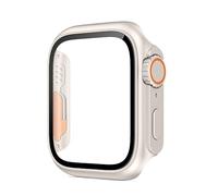 AMSOH Glass Case for Apple Watch 44mm 45mm 41mm 40mm 42mm 38mm Screen Protector Cover Change Ultra Bumper iWatch Series 8 7 SE 6 5 3 (Color : Starlight, Size : 38mm)