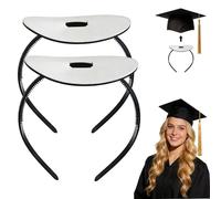 Amsomyin 2 Pack Graduation Cap Headband Insert, Firm Anti-Fall Hair Band Holder with Hook and Loop Sticker, Secure Grad Hat & Hairstyle for Graduates Students Women (Cap Not Included)