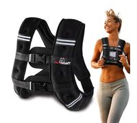 Amstaff Fitness Weighted Vest - Weight Vest for Running, Strength Training & Muscle Building, Features Reflective Stripe for Safe Outdoor Workouts (25lbs, Black)