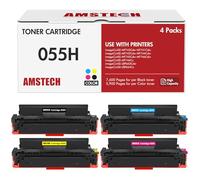 Amstech 055H Compatible Toner Cartridge for Canon 055H 055 High imageCLASS MF744Cdw MF741Cdw MF743Cdw MF745Cdw MF746Cx MF742Cdw LBP663Cdw LBP664Cx MF746Cdw MF740C LBP660C Black Cyan Yellow Magenta