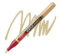Amsterdam Acrylic Marker - 2 mm Light Gold 802 - Semi-Opaque - High Lightfastness - Odorless Water-Based Ink - Reversible Nibs - Versatile for Canvas, Paper, Wood & More