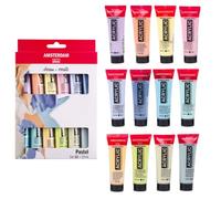 Amsterdam Acrylic Paint Set 12 x 20ml Soft Pastel Colors - High Tinting Strength, Consistent Viscosity, Eco Packaging - For Artists, Hobbyists, Students