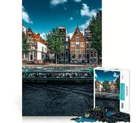 Amsterdam Adult Jigsaw1000 Pieces Cognitive Train Game Tight Interlock No Gaps Calming Mental Break Activity (38x26cm)