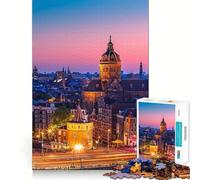 Amsterdam Adult Jigsaw1000 Pieces Memory Skill Fun Stable Fit No Shifting Parts Compact Fun for Family Game Time (38x26cm)