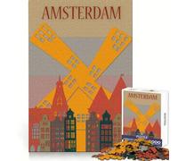 Amsterdam Adults 1000 Piece Jigsaw Puzzle Memory Ability Soft Distraction Secure Join Festive Surprise (50X75CM)
