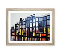 Amsterdam Architecture Framed Print | A2 Oak Framed Wall Art | Ready to Hang | Modern Cityscape Picture | Living Room Bedroom Lounge Office