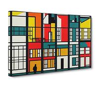 Amsterdam Architecture Pop Art Canvas Print | Gallery Wrapped 30mm Frame Wall Decor | 30x20 inches | Ready to Hang | Pop Art Cityscape Picture | Living Room Bedroom Lounge Office