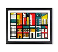Amsterdam Architecture Pop Art Framed Print | A4 Black Framed Wall Art | Ready to Hang | Pop Art Cityscape Picture | Living Room Bedroom Lounge Office