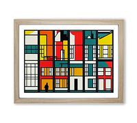 Amsterdam Architecture Pop Art Framed Print | A4 Oak Framed Wall Art | Ready to Hang | Pop Art Cityscape Picture | Living Room Bedroom Lounge Office