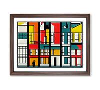 Amsterdam Architecture Pop Art Framed Print | A4 Walnut Framed Wall Art | Ready to Hang | Pop Art Cityscape Picture | Living Room Bedroom Lounge Office