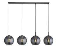 amsterdam bar 4 pendant light in matt black with smoked glass