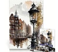 Amsterdam Bike Painting 1000 Piece Jigsaw Puzzle for Adults Logical Think Soft Distraction Seamless Lock Festive Present (50x75cm)