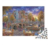 Amsterdam Canal 1000 Piece Jigsaw Puzzle,Adults & Kids 14+,Impossible Challenge,Gift Idea,Home Wall Decor,Premium Cardboard,Educational Toy,Stress Relief 52x38cm