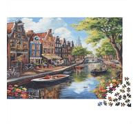 Amsterdam Canal 1000 Piece Jigsaw Puzzle for Adult Kids Toy Intellectual Game Educational Game for Adult Child Stress Relief Home Decoration Jigsaw Puzzles Premium & Durable 1000pcs (75x50cm)