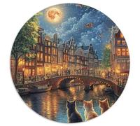 Amsterdam Canal 1000 Piece Jigsaw Puzzle For Adults Family Challenge Toys Stress Relief Puzzle Cultivate The Spirit of Teamwork for Men, Women, Elders, Seniors 1000pcs (67.5x67.5cm)