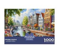 Amsterdam Canal 1000 Pieces Jigsaw Puzzles For Adults Challenging Game Stress Relieving Entertainment Cultivate The Spirit of Teamwork For Adults Gifts 38x26cm/1000pcs