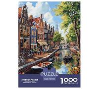 Amsterdam Canal 1000 Pieces Portable Jigsaw Puzzle Age 3+ Cool Collage Effect, Home Decoration, Educational, Challenging 70x50cm/1000pcs