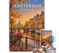 Amsterdam Canal at Sunset Paper Puzzle 1000pcs (52x38cm) for Adults | For screen-free Christmas time: Adult jigsaw puzzle with 1000 pieces works well for shared time during the holidays.