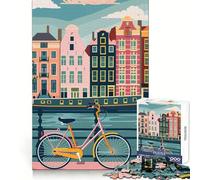 Amsterdam Canal Bike 1000 Pieces Jigsaws Adults Puzzles Gifts Think Training Unwind Easily Defined Edges Merry Gift (50x75cm)