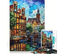 Amsterdam Canal Glow 1000 Jigsaw Puzzle Cognitive Fun Play Clean Cut Sturdy Components Quiet Time Mind Exercise at Home (38x52cm)