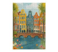 Amsterdam Canal Houses And Bicycles Distinctive Jigsaw Puzzle for Adults, 300 PCS