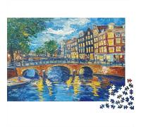 Amsterdam Canal Jigsaw Puzzle for Adults 1000 Pieces Recycled Board Picture Puzzle - Precision Cut 1000 Piece Jigsaw Puzzles Great Gift For All Ages 1000pcs (75x50cm)