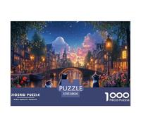 Amsterdam Canal Jigsaw Puzzles 1000-Piece for Adults And Kids Age 12 Years Up Challenging & Brainteasing Educational Games Gifts Home Decoration