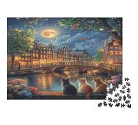 Amsterdam Canal Jigsaw Puzzles For Adults 1000 Piece Jigsaws Puzzles Puzzles For Adults Kids Puzzle Games Toys Gift for Home Decoration Premium & Durable for Stress Relief 1000pcs (75x50cm)