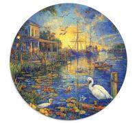 Amsterdam Canal Puzzle 1000 Piece Jigsaw Circular Jigsaws Adults Kids Puzzles Games Home Decoration Adult Educational Games Inspirational Challenge 1000pcs (67.5x67.5cm)