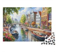 Amsterdam Canal Puzzles 1000 Pieces Challenge Toy for Adults Cityscape Impossible Jigsaw Puzzles 1000 Pieces Educational Games for Adults Or Families Pieces Gifts 1000pcs (75x50cm)