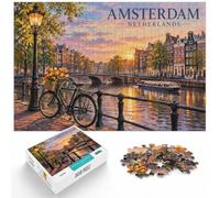 Amsterdam Canal Scene Adult Jigsaw 1000pcs (70x50cm) | For a classic tabletop challenge: Adult jigsaw puzzle with 1000 pieces works well for longer puzzle sessions.