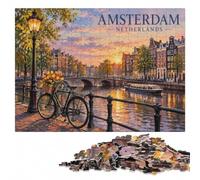 Amsterdam Canal Scene Adult Wooden Jigsaw, 1000 Pieces